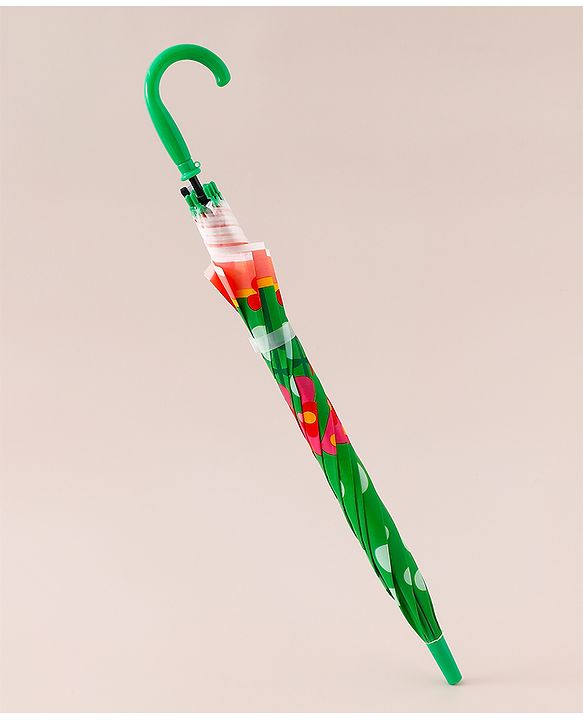 Babyhug Free Size Floral & Polka Dots Printed Umbrella - Green
