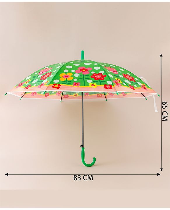 Babyhug Free Size Floral & Polka Dots Printed Umbrella - Green