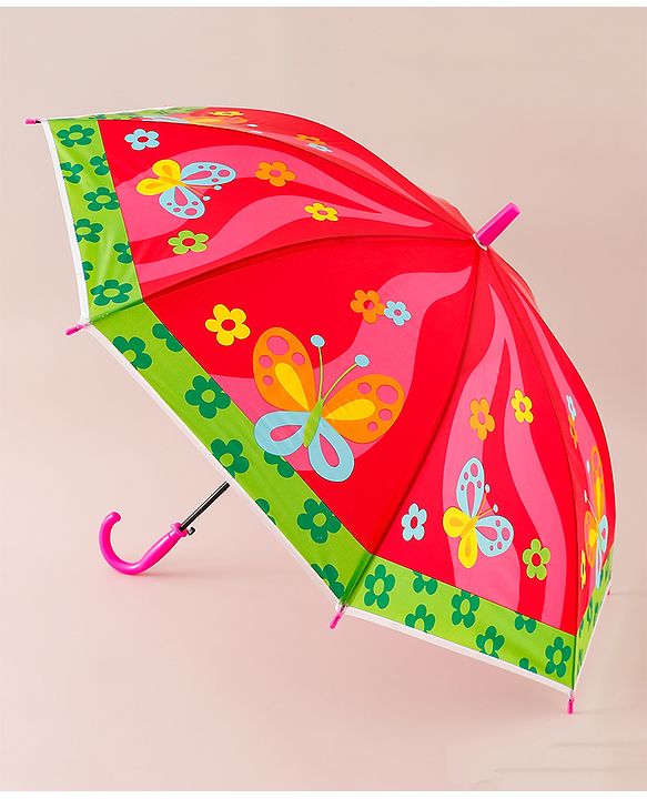 Babyhug Free Size Floral & Butterfly Printed Umbrella - Fuchsia