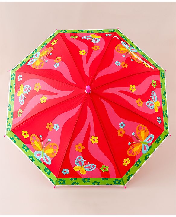 Babyhug Free Size Floral & Butterfly Printed Umbrella - Fuchsia