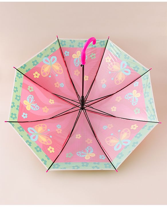 Babyhug Free Size Floral & Butterfly Printed Umbrella - Fuchsia