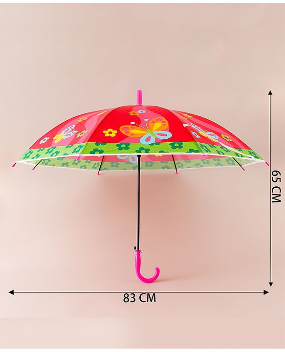 Babyhug Free Size Floral & Butterfly Printed Umbrella - Fuchsia
