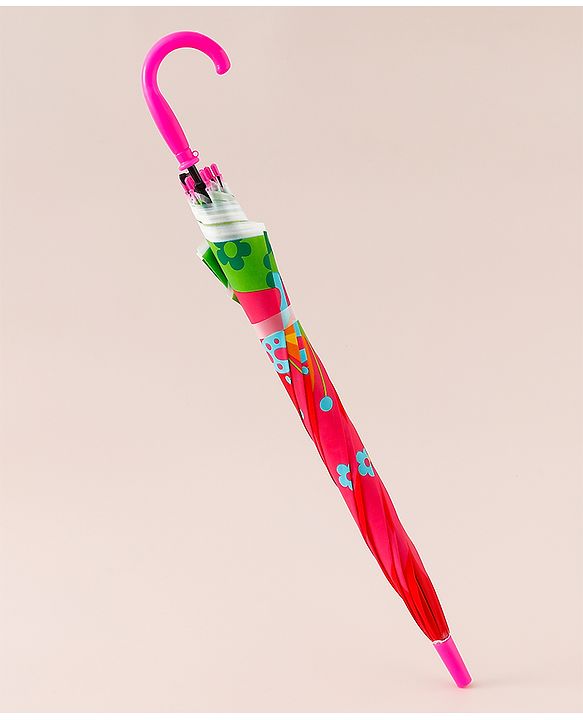 Babyhug Free Size Floral & Butterfly Printed Umbrella - Fuchsia