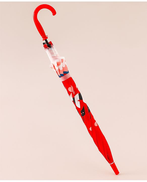 Babyhug Free Size Caterpillar & Floral Printed Umbrella - Red