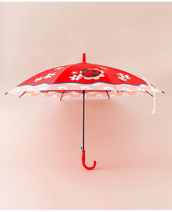 Babyhug Free Size Caterpillar & Floral Printed Umbrella - Red