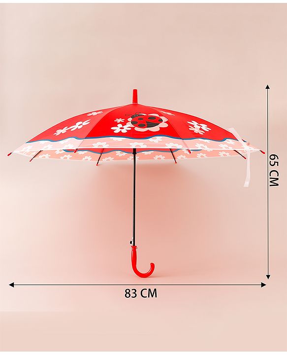 Babyhug Free Size Caterpillar & Floral Printed Umbrella - Red