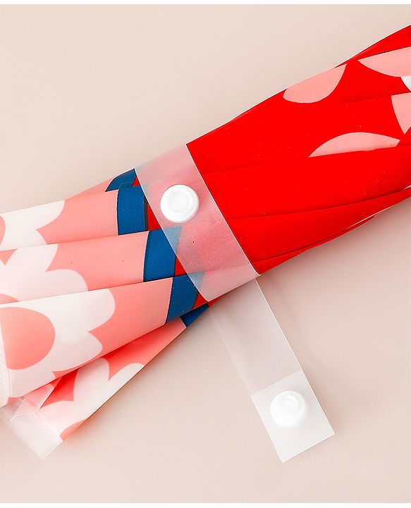 Babyhug Free Size Caterpillar & Floral Printed Umbrella - Red