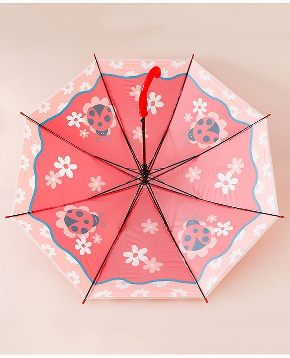 Babyhug Free Size Caterpillar & Floral Printed Umbrella - Red