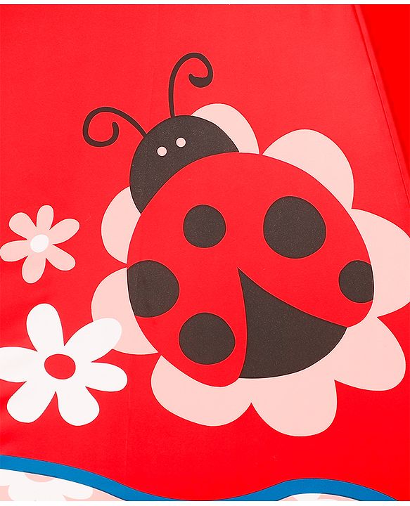 Babyhug Free Size Caterpillar & Floral Printed Umbrella - Red