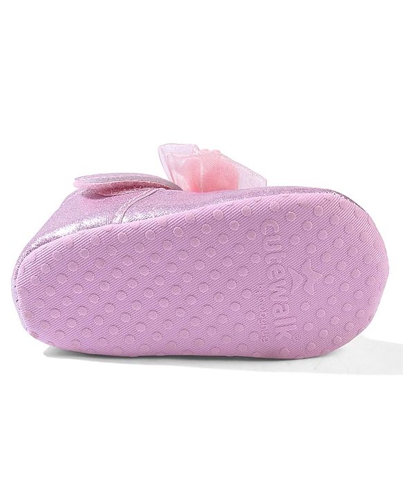 Cute Walk by Babyhug Velcro Closure Booties with Bow Applique - Pink