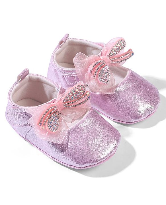 Cute Walk by Babyhug Velcro Closure Booties with Bow Applique - Pink