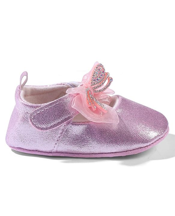 Cute Walk by Babyhug Velcro Closure Booties with Bow Applique - Pink