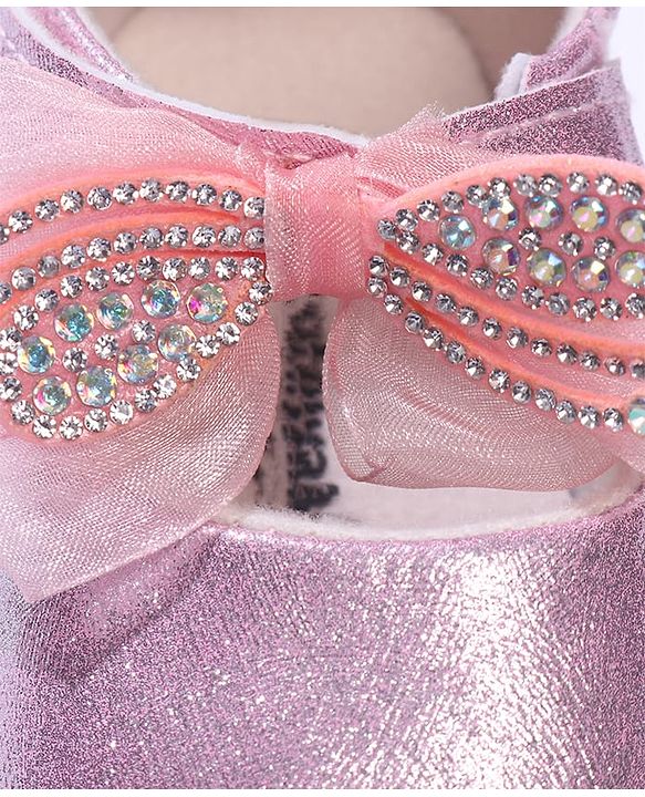 Cute Walk by Babyhug Velcro Closure Booties with Bow Applique - Pink