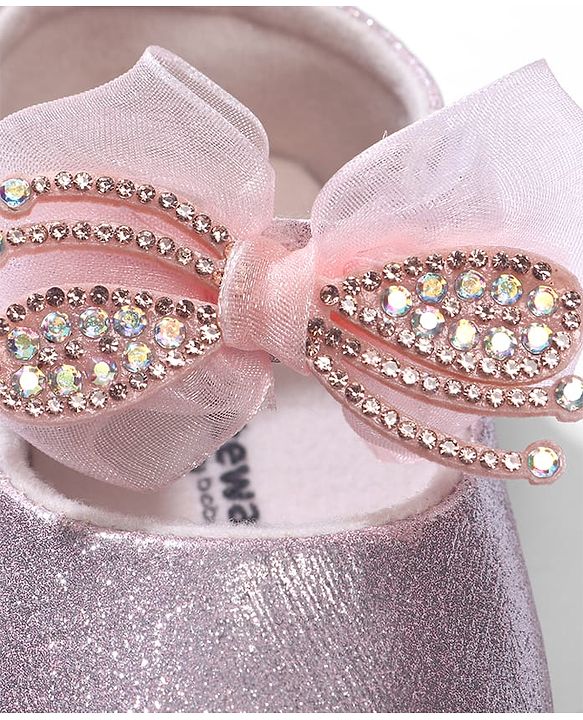 Cute Walk by Babyhug Velcro Closure Booties with Bow Applique - Pink