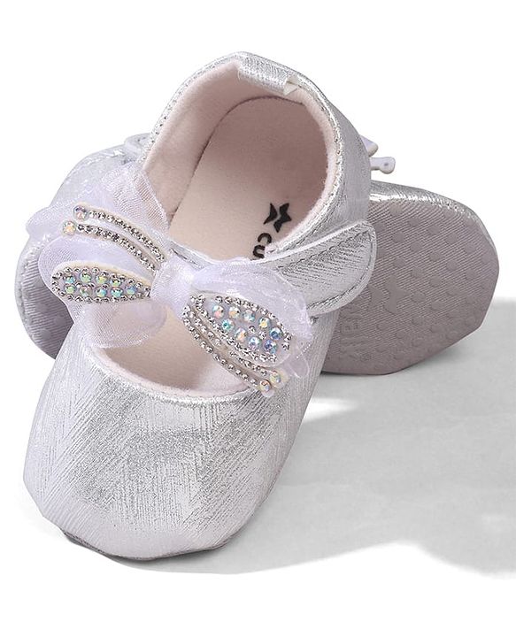 Cute Walk by Babyhug Velcro Closure Booties with Bow Applique - Pink