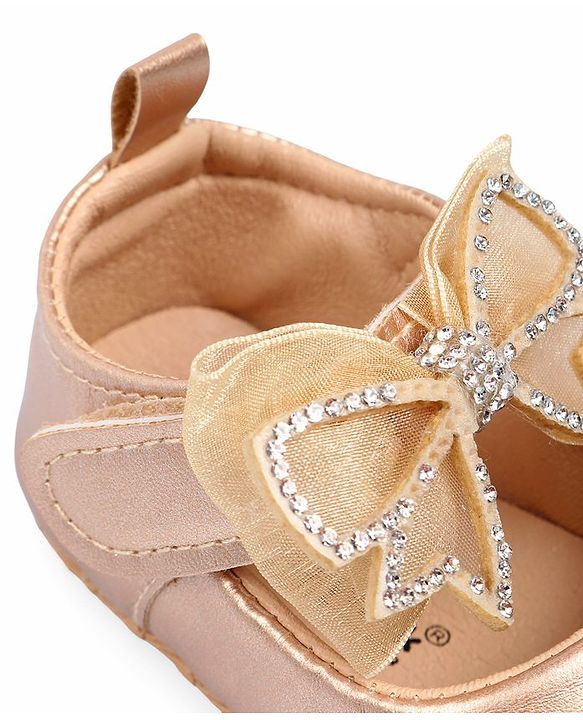 Cute Walk by Babyhug Booties With Bow Applique - Rose Gold