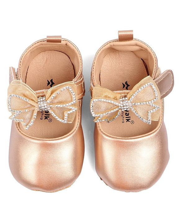 Cute Walk by Babyhug Booties With Bow Applique - Rose Gold