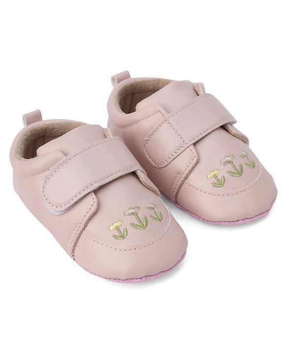 Cute Walk by Babyhug Booties With Floral Embriodery - Pink