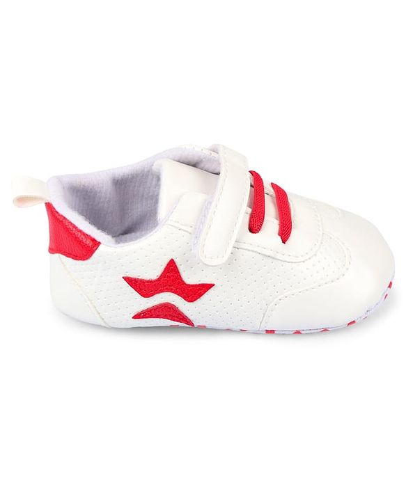 Cute Walk by Babyhug Velcro Closure Booties with Star Applique - Pink & White