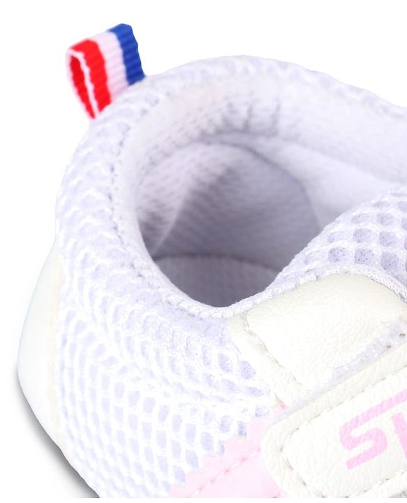 Cute Walk by Babyhug Velcro Closure Booties with Stripes - White & Pink