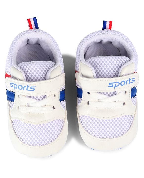 Cute Walk by Babyhug Velcro Closure Booties with Stripes - White & Pink