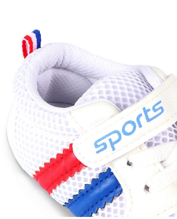 Cute Walk by Babyhug Velcro Closure Booties with Stripes - White & Pink