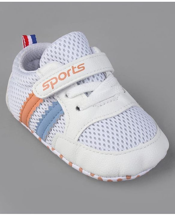 Cute Walk by Babyhug Velcro Closure Booties with Stripes - White & Pink