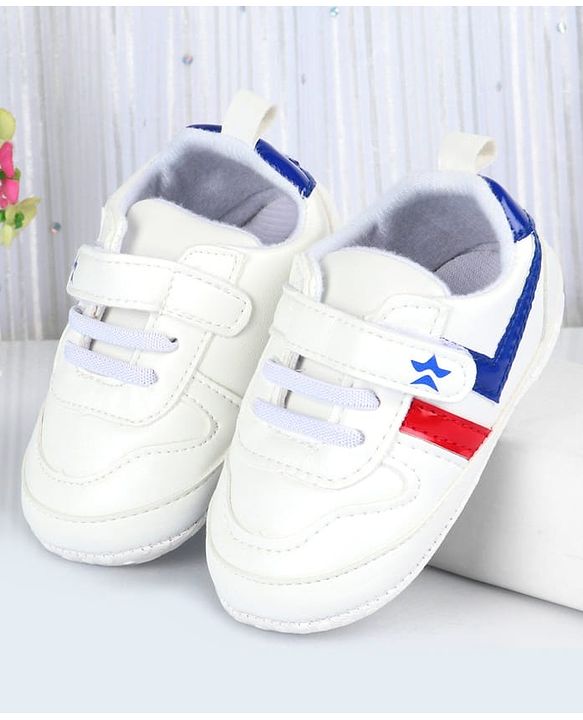 Cute Walk by Babyhug Velcro Closure Booties with Stripes - White