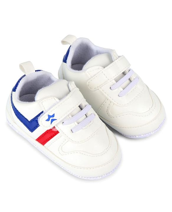 Cute Walk by Babyhug Velcro Closure Booties with Stripes - White