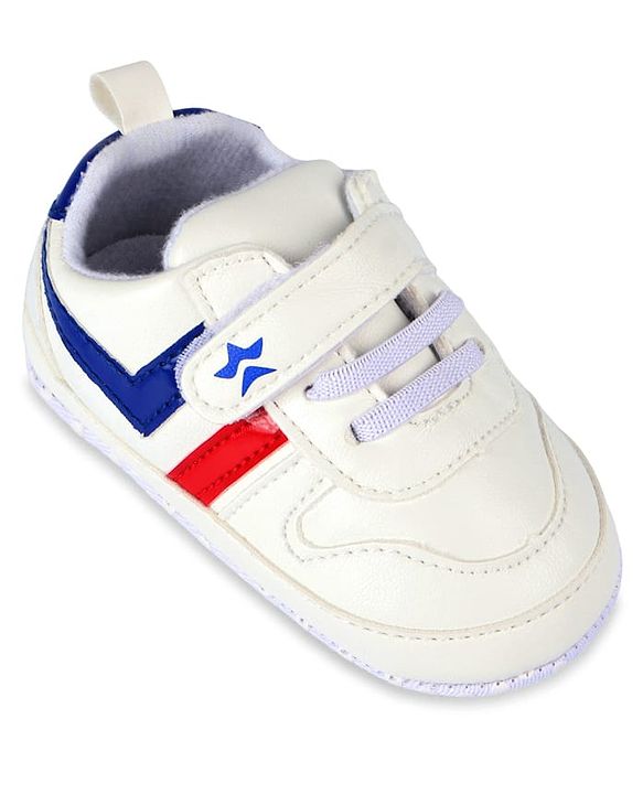 Cute Walk by Babyhug Velcro Closure Booties with Stripes - White