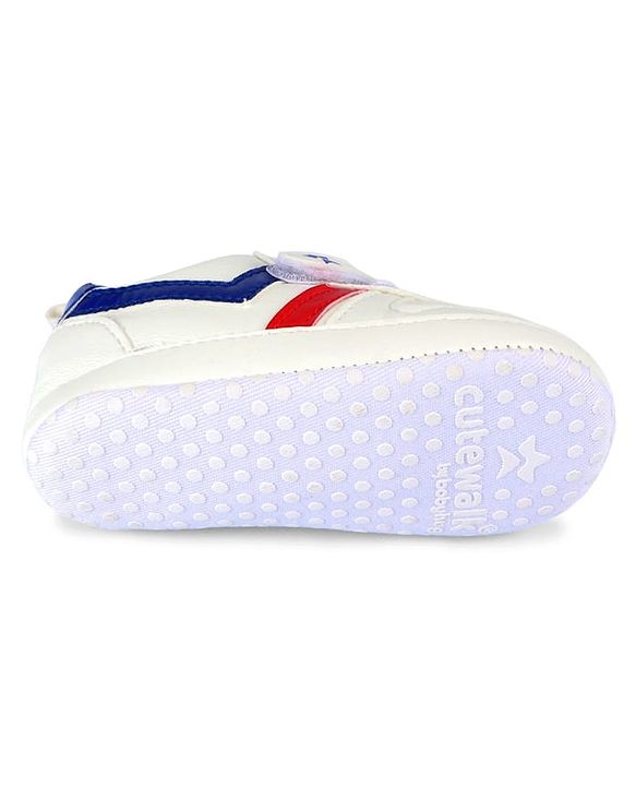 Cute Walk by Babyhug Velcro Closure Booties with Stripes - White