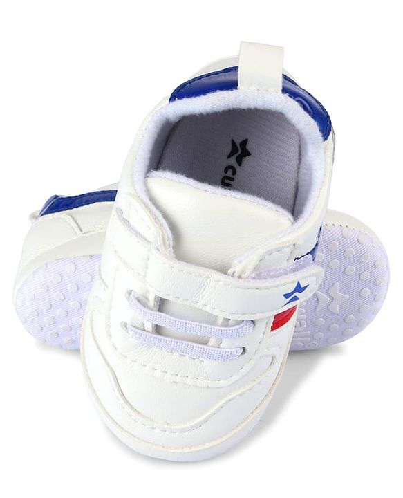 Cute Walk by Babyhug Velcro Closure Booties with Stripes - White
