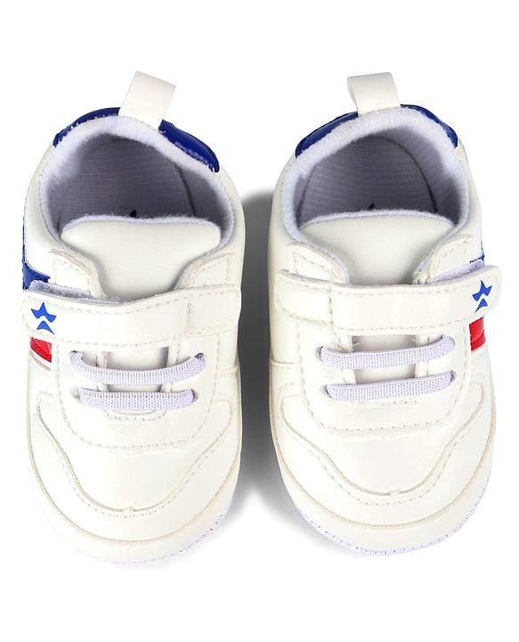 Cute Walk by Babyhug Velcro Closure Booties with Stripes - White