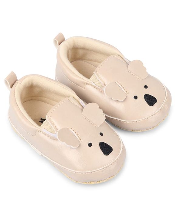 Cute Walk by Babyhug Slip On Booties With Koala Embroidery & Applique - Beige
