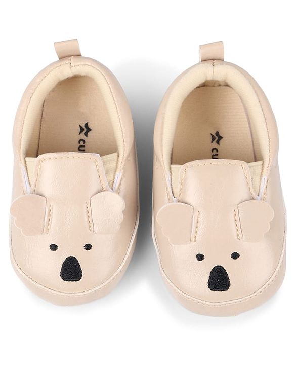 Cute Walk by Babyhug Slip On Booties With Koala Embroidery & Applique - Beige