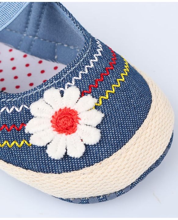 Cute Walk by Babyhug Slip On Booties With Floral Applique - Blue