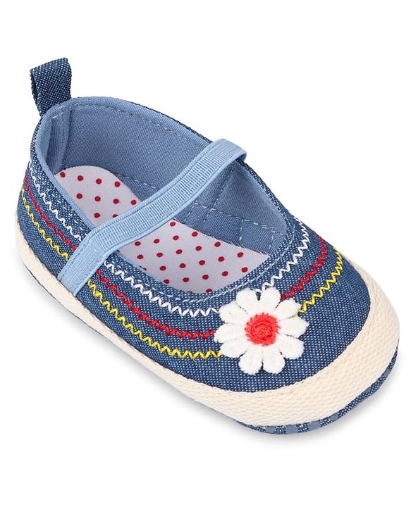 Cute Walk by Babyhug Slip On Booties With Floral Applique - Blue