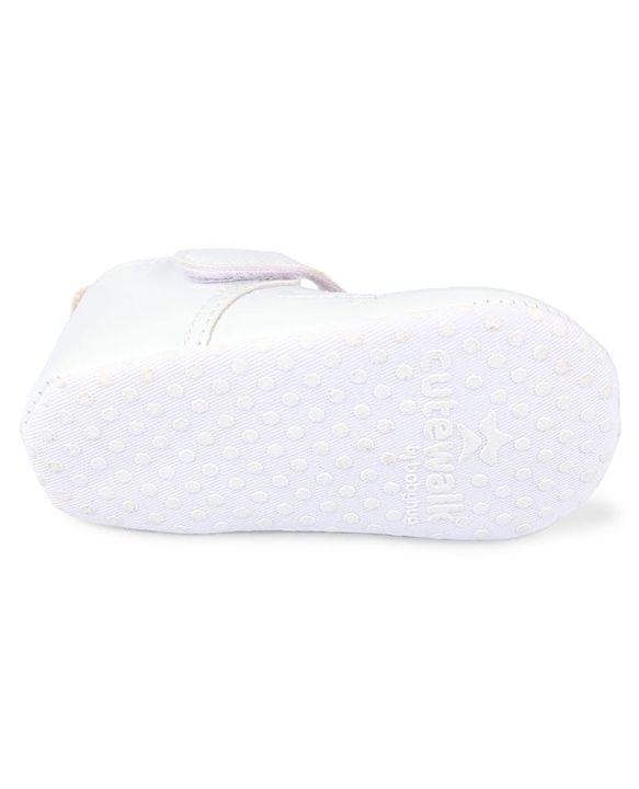 Cute Walk by Babyhug Velcro Closure Booties with Embroidery - White