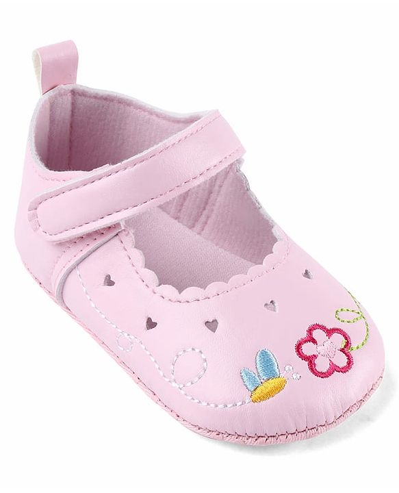 Cute Walk by Babyhug Velcro Closure Booties with Embroidery - White