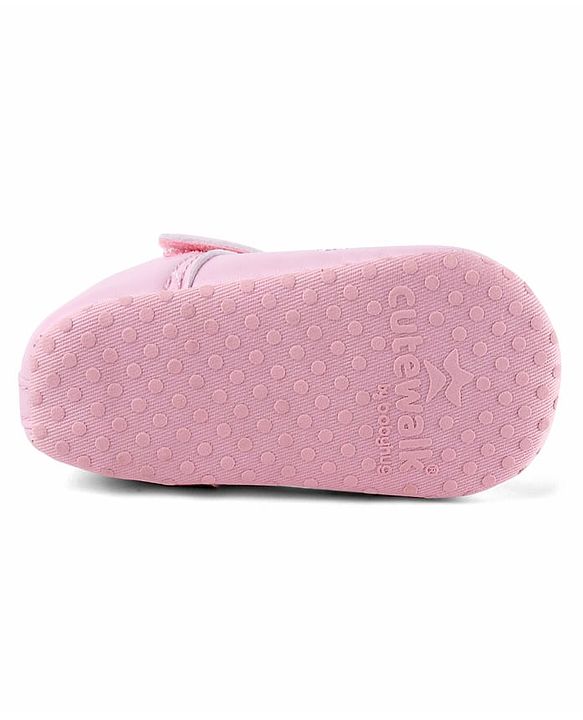 Cute Walk by Babyhug Velcro Closure Booties with Embroidery - White