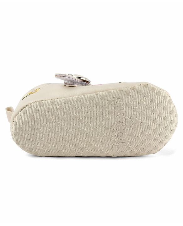 Cute Walk by Babyhug Velcro Closure Booties with Floral Embroidery - White