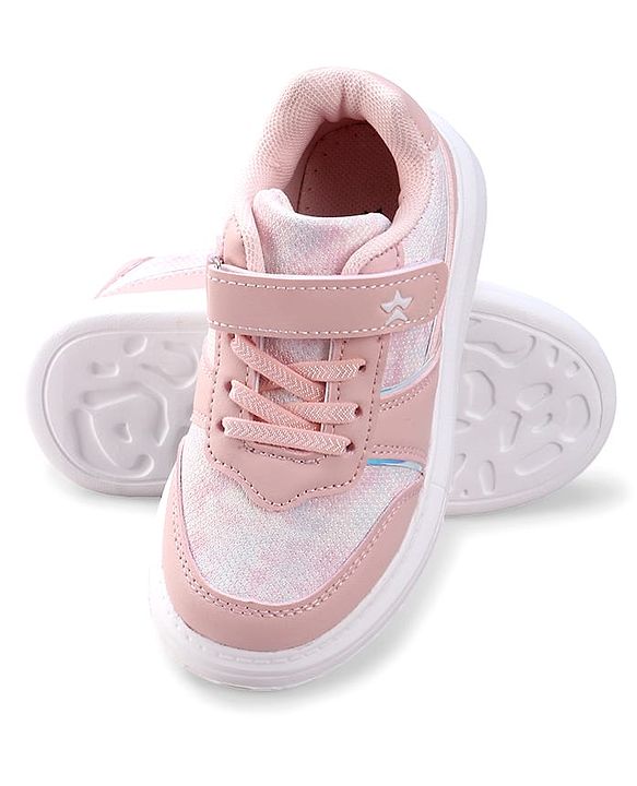 Cute Walk by Babyhug Velcro Closure Sneakers with Lace Detailing - Pink