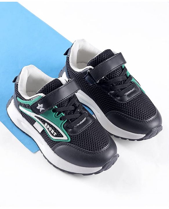 Cute Walk by Babyhug Velcro Closure Sneakers with Sport Applique - Black