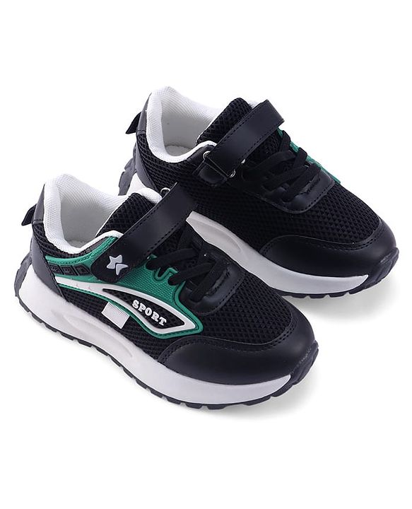 Cute Walk by Babyhug Velcro Closure Sneakers with Sport Applique - Black