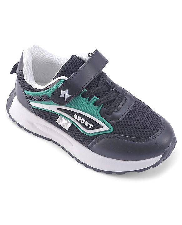 Cute Walk by Babyhug Velcro Closure Sneakers with Sport Applique - Black