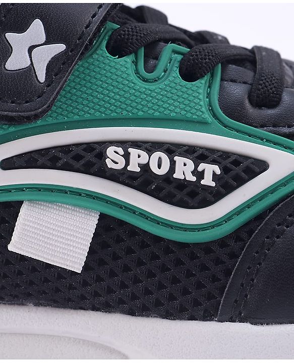 Cute Walk by Babyhug Velcro Closure Sneakers with Sport Applique - Black