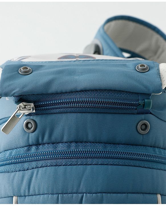 Babyhug AirEase 5-in-1 Hip Seat Baby Carrier - Blue| Lightweight & Breathable| Ergonomic Support| Foldable Head Support| Multiple Carry Positions| Carrying Capacity 15 kg| Optimum Weight Distribution