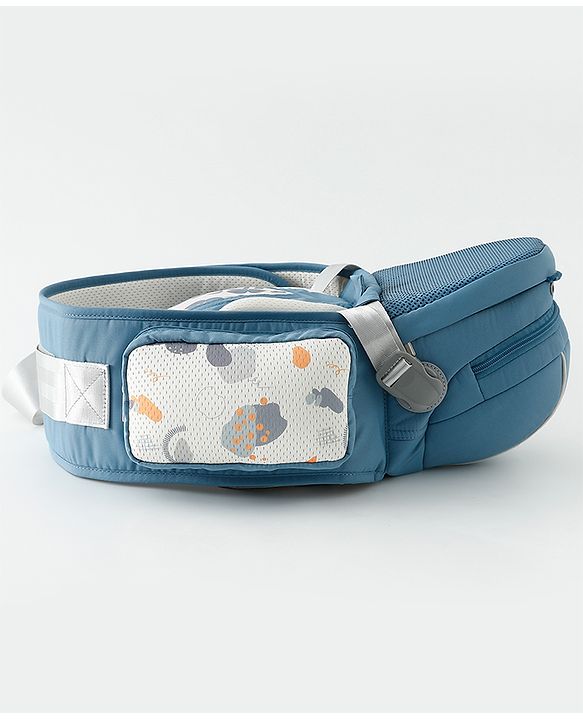 Babyhug AirEase 5-in-1 Hip Seat Baby Carrier - Blue| Lightweight & Breathable| Ergonomic Support| Foldable Head Support| Multiple Carry Positions| Carrying Capacity 15 kg| Optimum Weight Distribution
