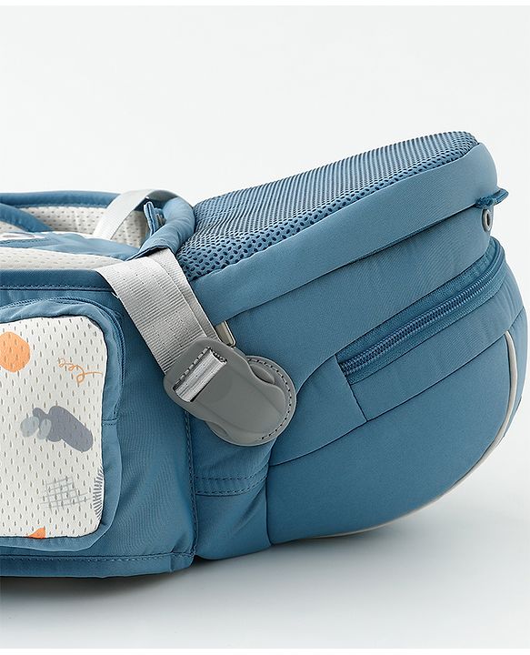 Babyhug AirEase 5-in-1 Hip Seat Baby Carrier - Blue| Lightweight & Breathable| Ergonomic Support| Foldable Head Support| Multiple Carry Positions| Carrying Capacity 15 kg| Optimum Weight Distribution