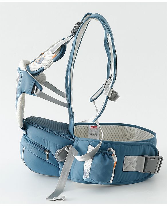 Babyhug AirEase 5-in-1 Hip Seat Baby Carrier - Blue| Lightweight & Breathable| Ergonomic Support| Foldable Head Support| Multiple Carry Positions| Carrying Capacity 15 kg| Optimum Weight Distribution
